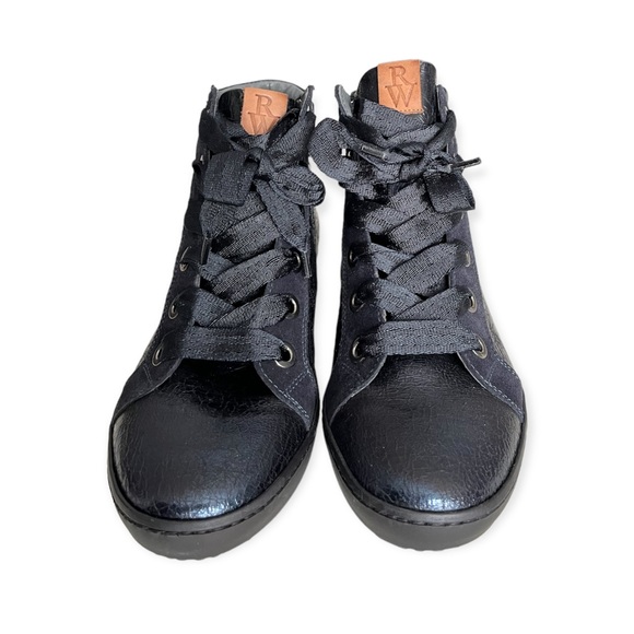Ron White Lace Up Leather & Suede Sneaker w Side Zipper - Picture 4 of 7